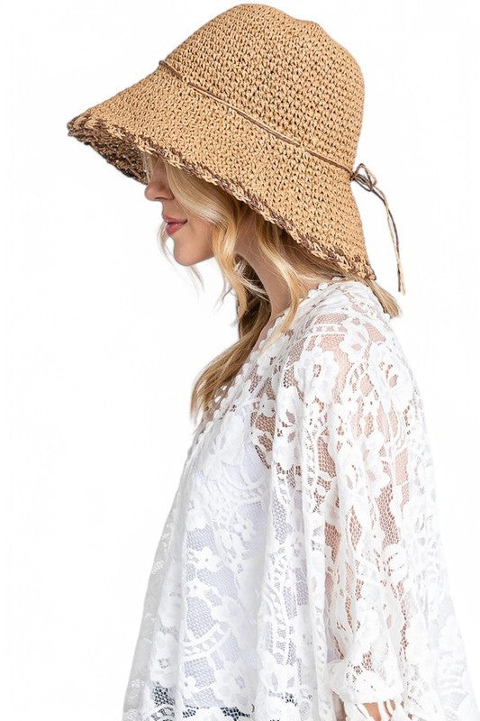 Crochet Straw Bucket Hat