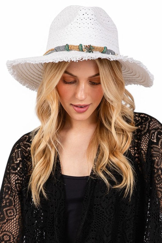 Starfish Charm Hatband Straw Sun Hat