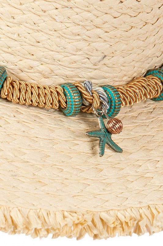 Starfish Charm Hatband Straw Sun Hat