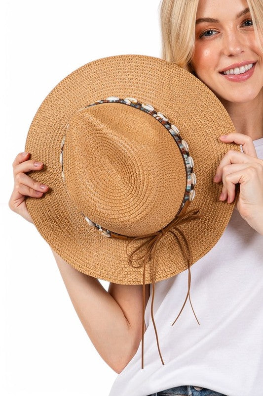 Sea Shell Hat Band Straw Fedora Sun Hat