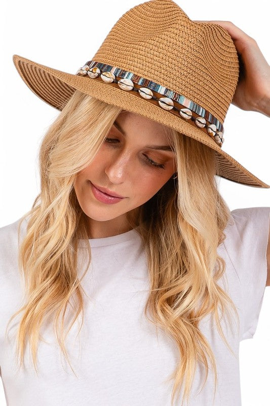 Sea Shell Hat Band Straw Fedora Sun Hat