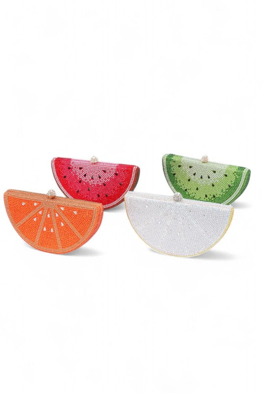 Rhinestone Iconic Fruit Slice Box Clutch
