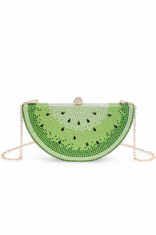 Rhinestone Iconic Fruit Slice Box Clutch