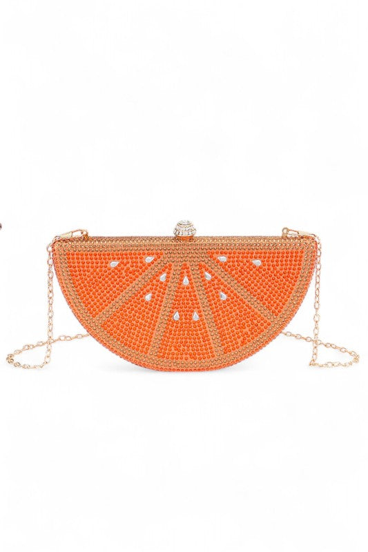 Rhinestone Iconic Fruit Slice Box Clutch