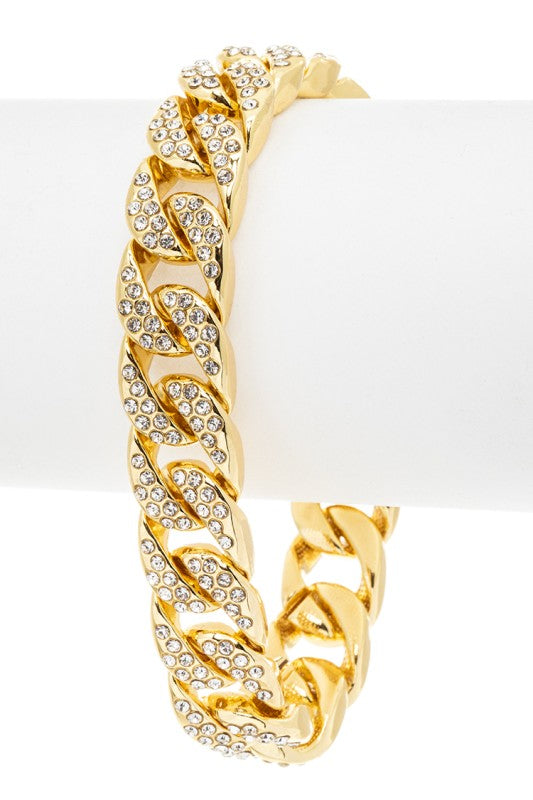 Full Stone Cuban Chain Statement Bracelet
