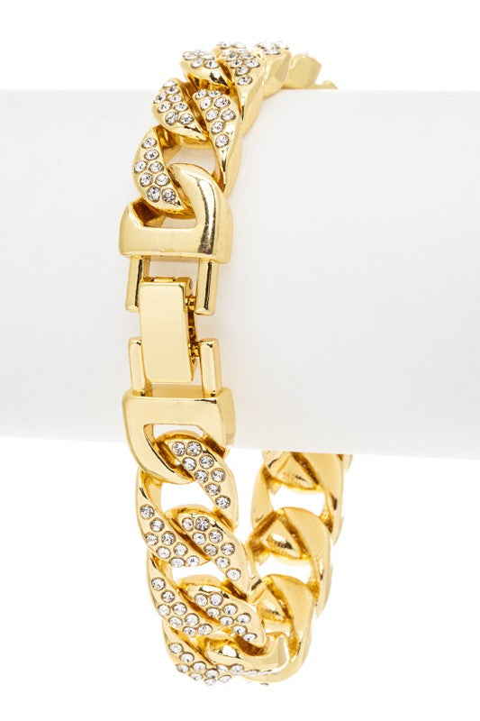 Full Stone Cuban Chain Statement Bracelet