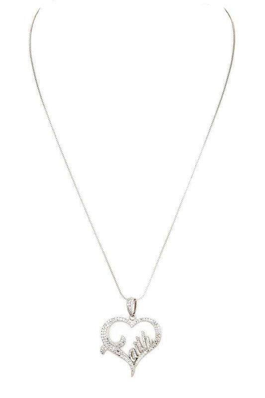 FAITH Cubic Zirconia Heart Pendant Necklace