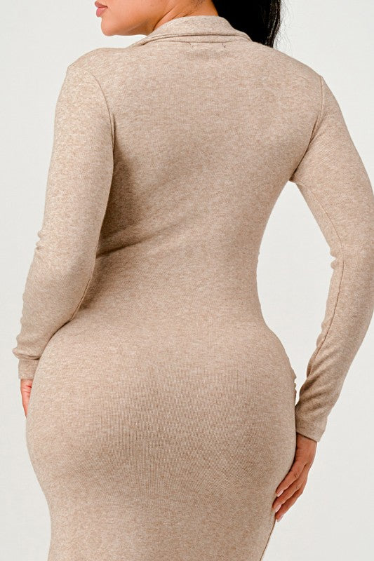 Knit Collar Tie Front Maxi Dress