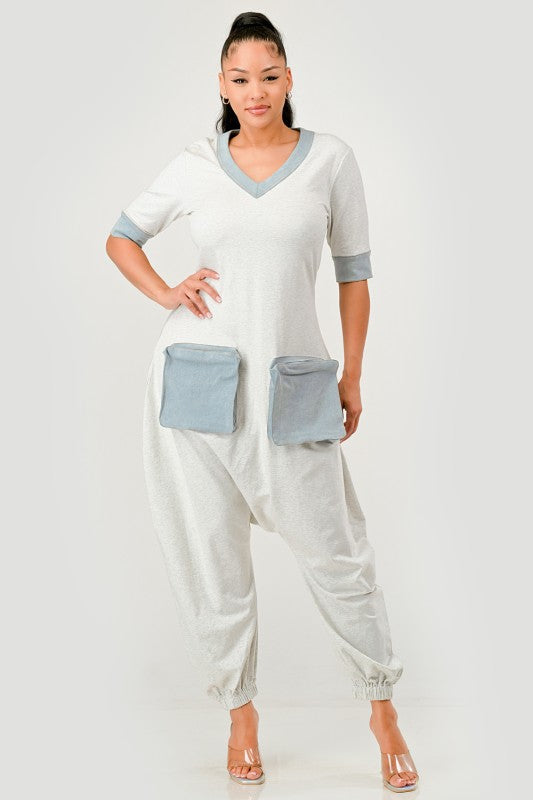 Denim Accent Jumpsuit