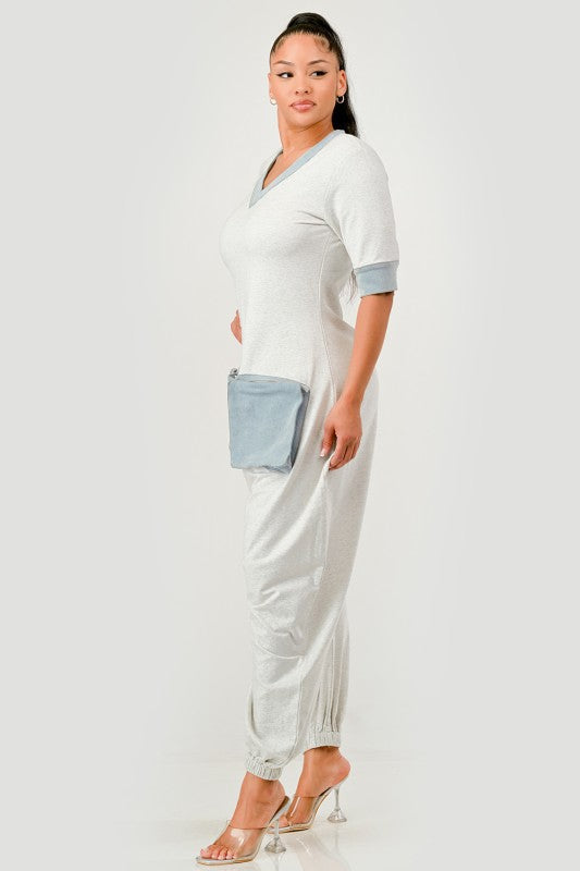 Denim Accent Jumpsuit