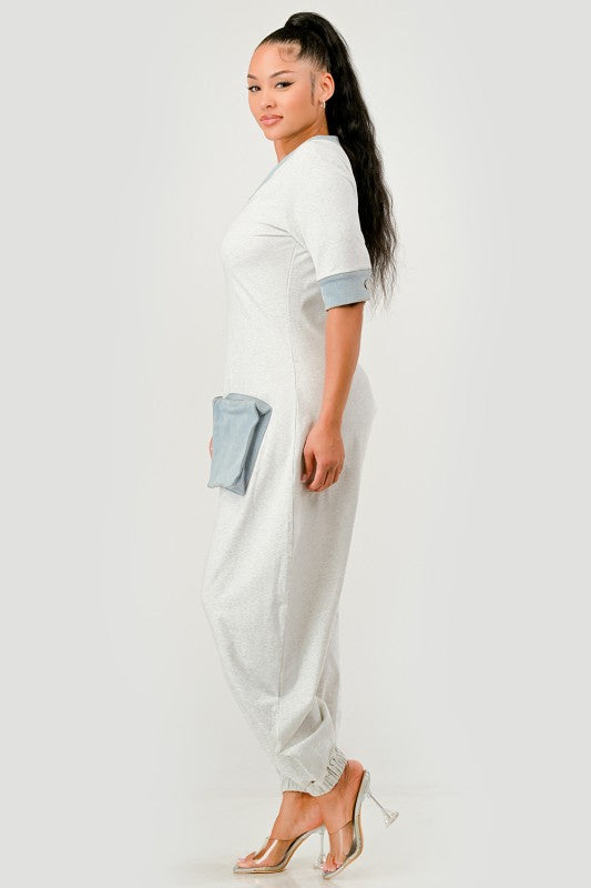 Denim Accent Jumpsuit