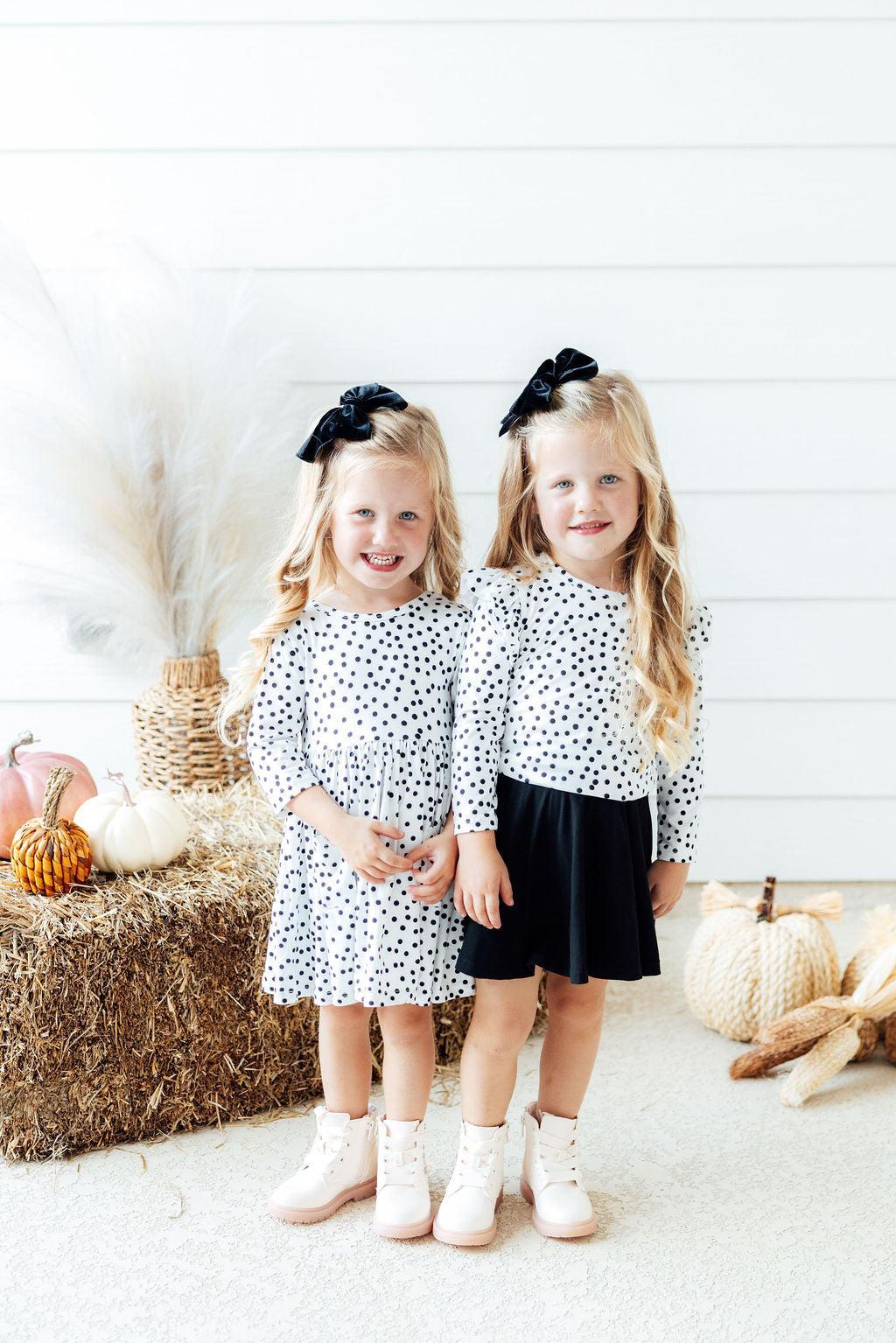 Scattered Dot L/S Ruffle Tee