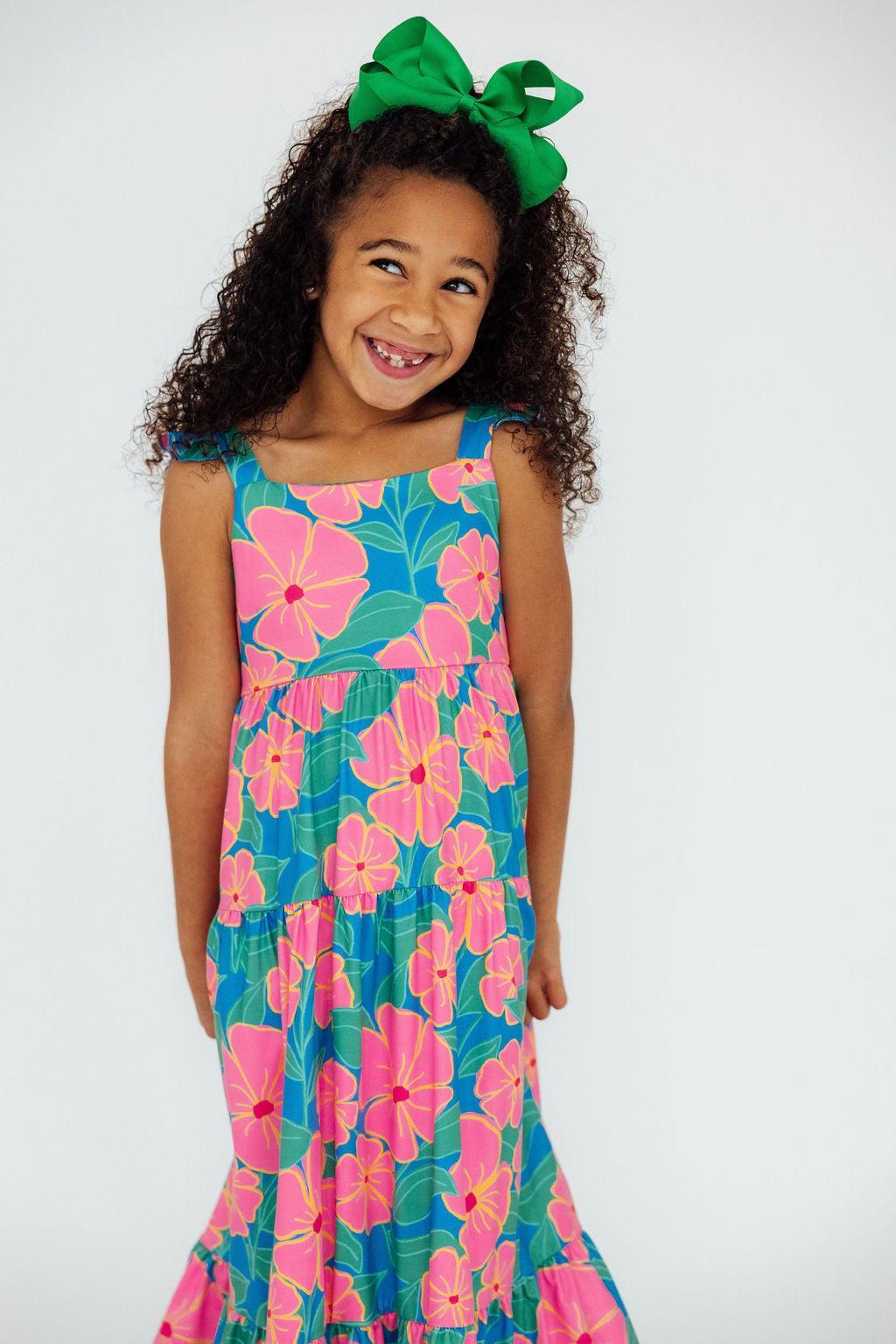 Luau Floral Ruffle Maxi Dress