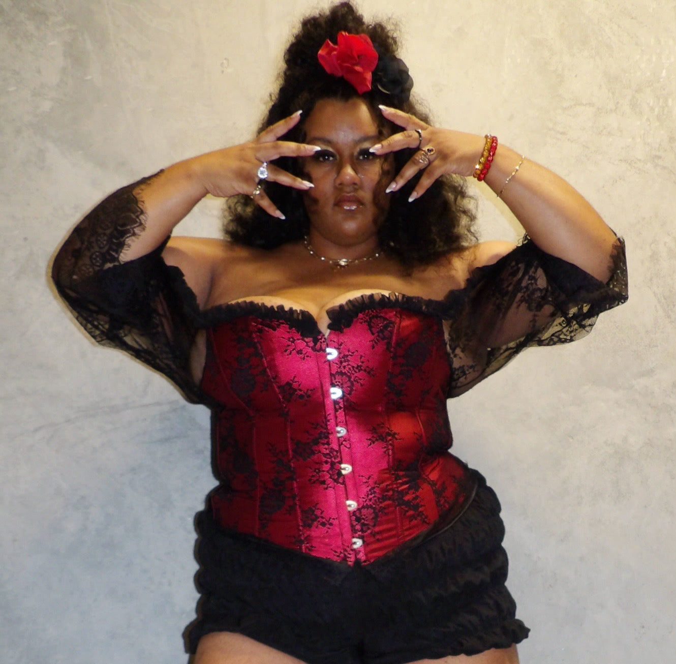 “Best Nightmare” Red Lace Corset