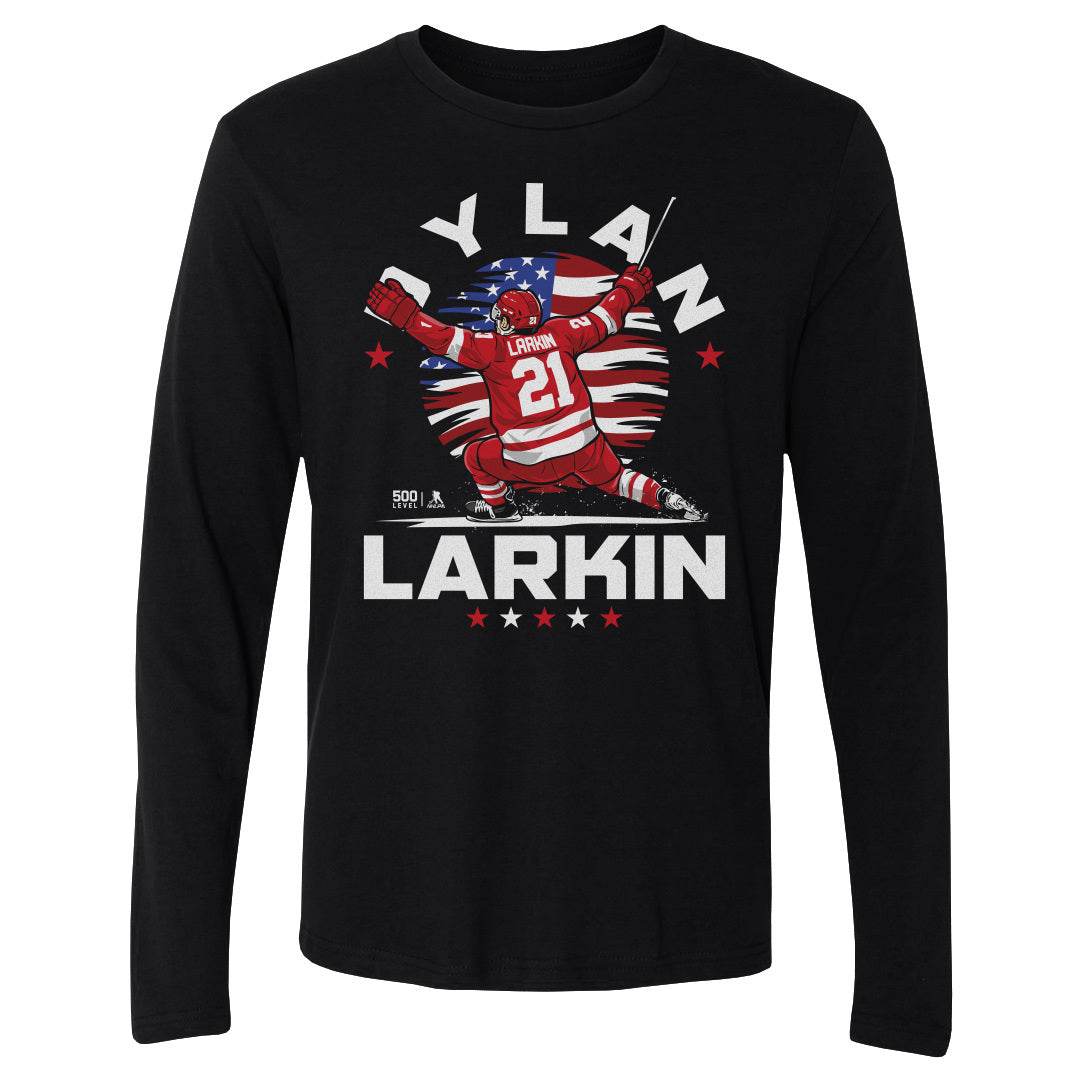 Dylan Larkin Detroit USA Flag Celebration WHT