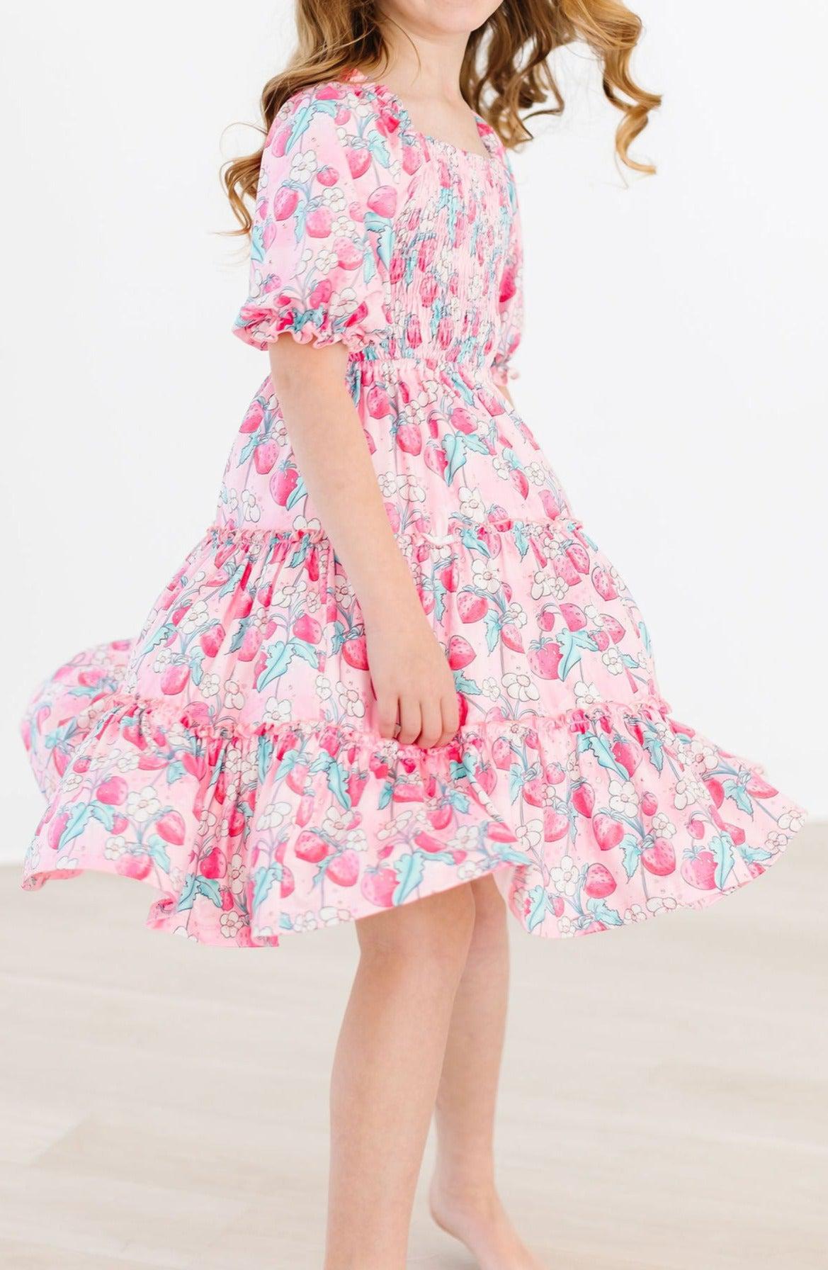 SALE Strawberry Shortcake Smocked Ruffle Dress