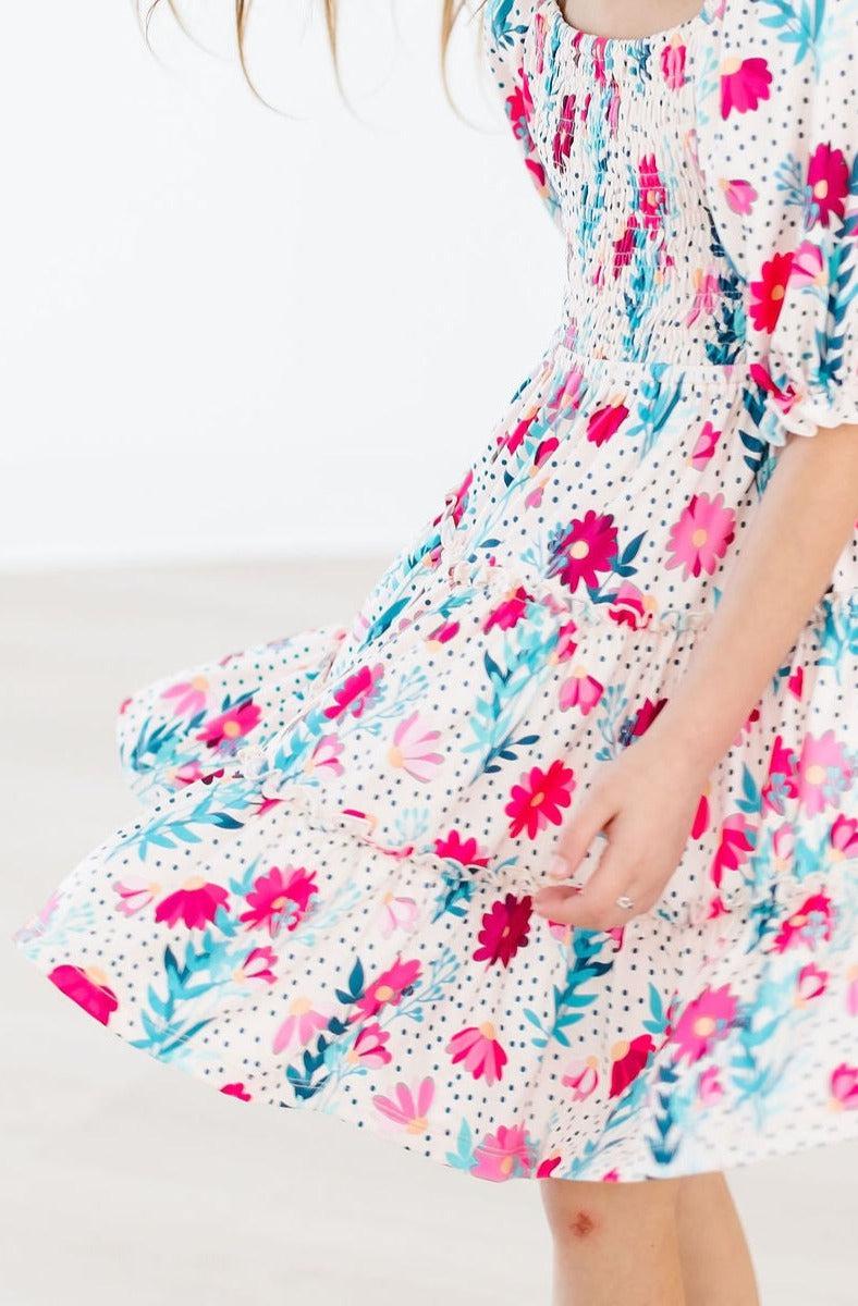 SALE Dots & Daisies Smocked Ruffle Dress