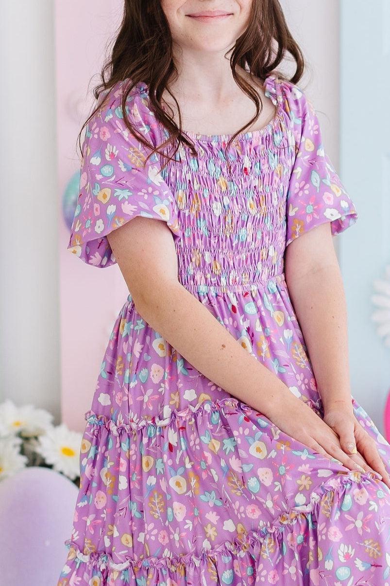 SALE Playful Posy Smocked Ruffle Dress