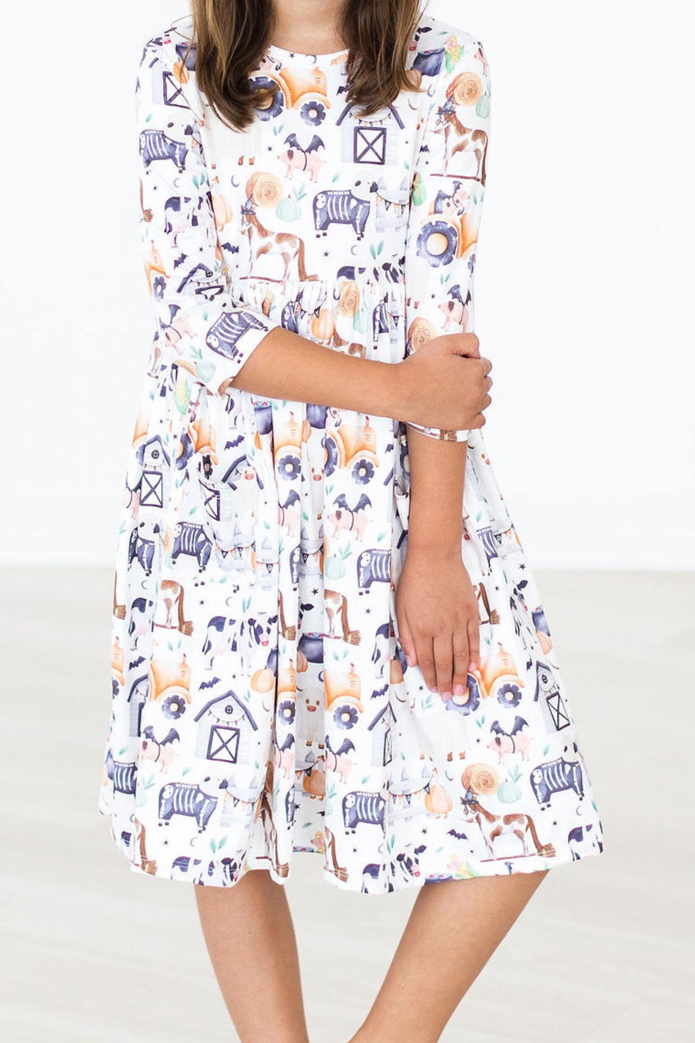 SALE Stay Spooky 3/4 Sleeve Pocket Twirl Dress