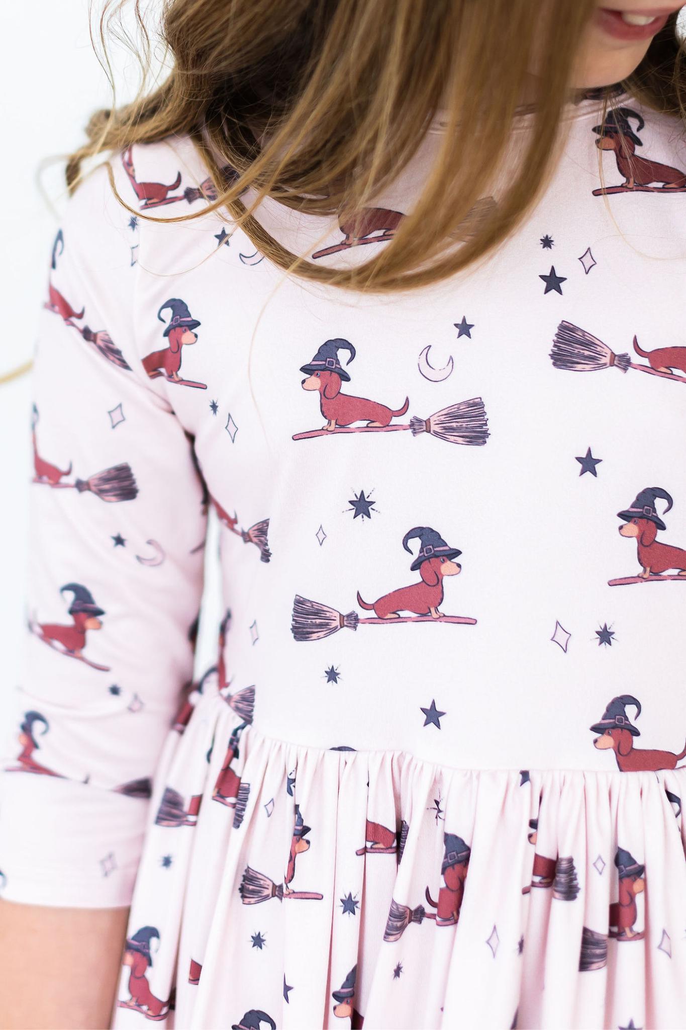 Happy Howl-oween 3/4 Sleeve Pocket Twirl Dress