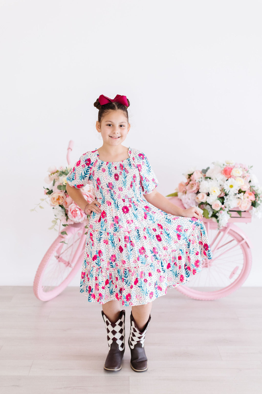 SALE Dots & Daisies Smocked Ruffle Dress