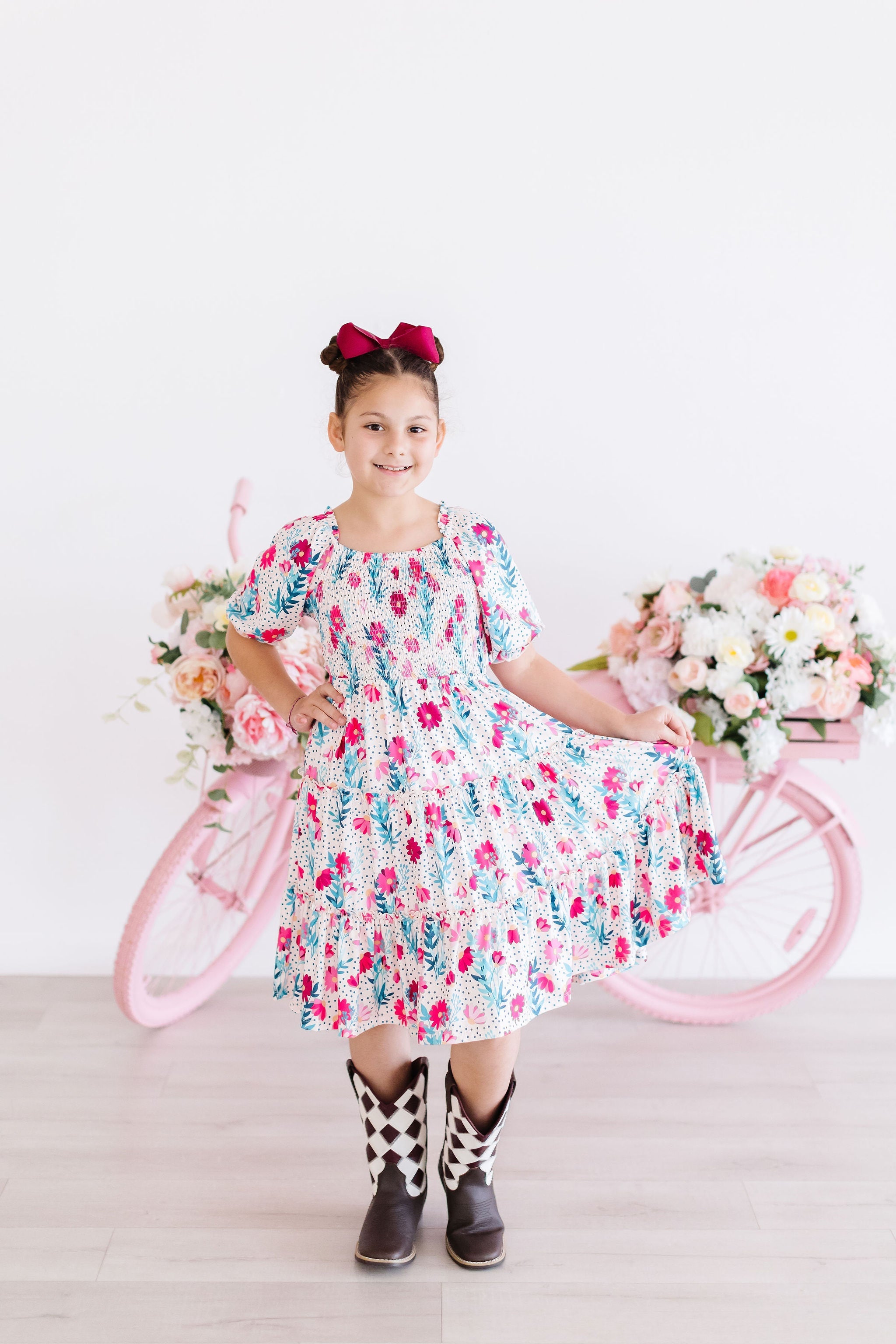 SALE Dots & Daisies Smocked Ruffle Dress