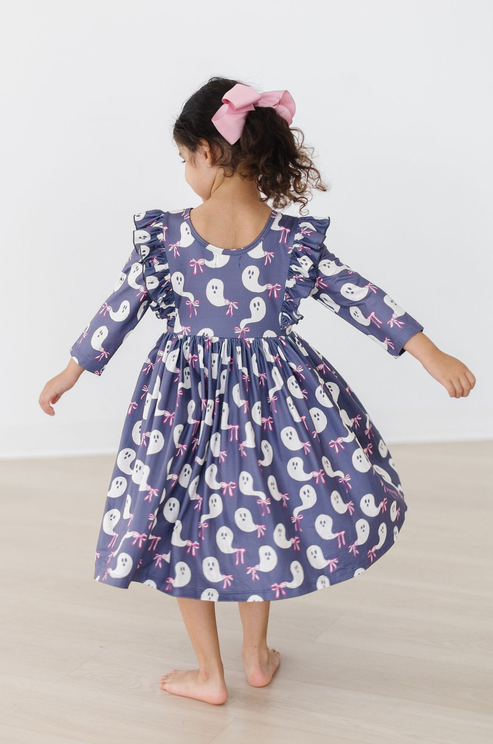 SALE Tied with a Boo 3/4 Ruffle Twirl Dress