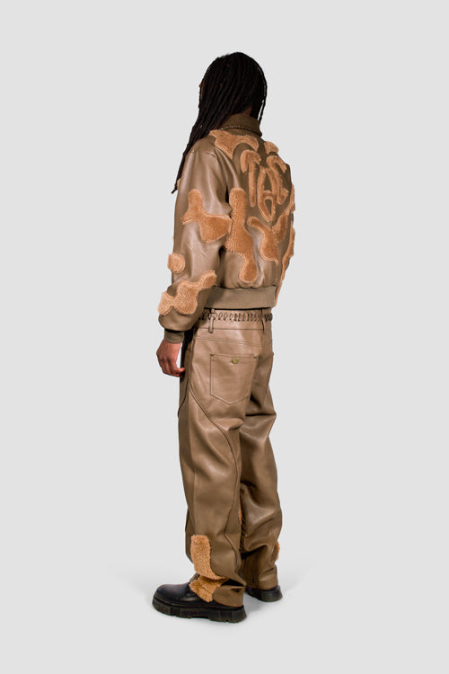 Faux Fur Vegan Leather Camouflage Jacket