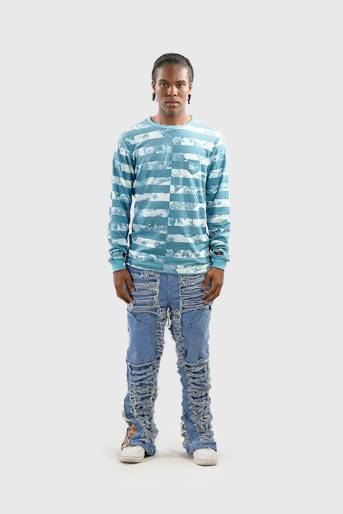 Flower Era Striped Pullover Crewneck