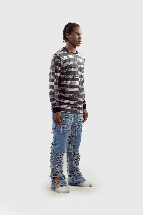 Flower Era Striped Pullover Crewneck