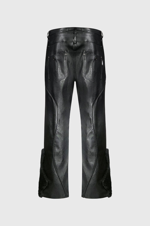 Faux Fur Vegan Leather Double Jeans