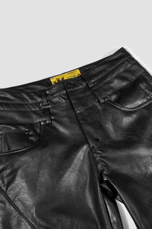 Faux Fur Vegan Leather Double Jeans