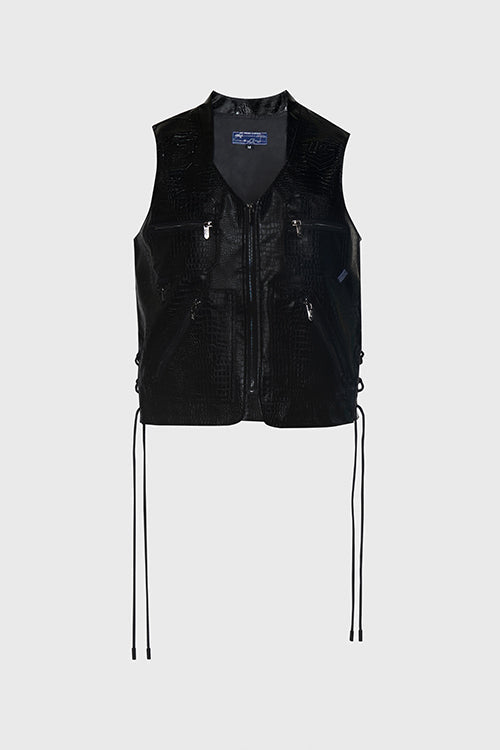 Crocodile Skin Fisherman Utility Vest