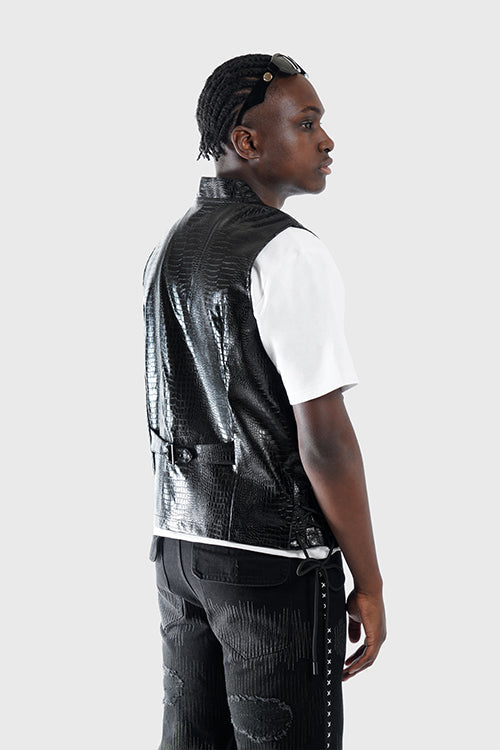 Crocodile Skin Fisherman Utility Vest
