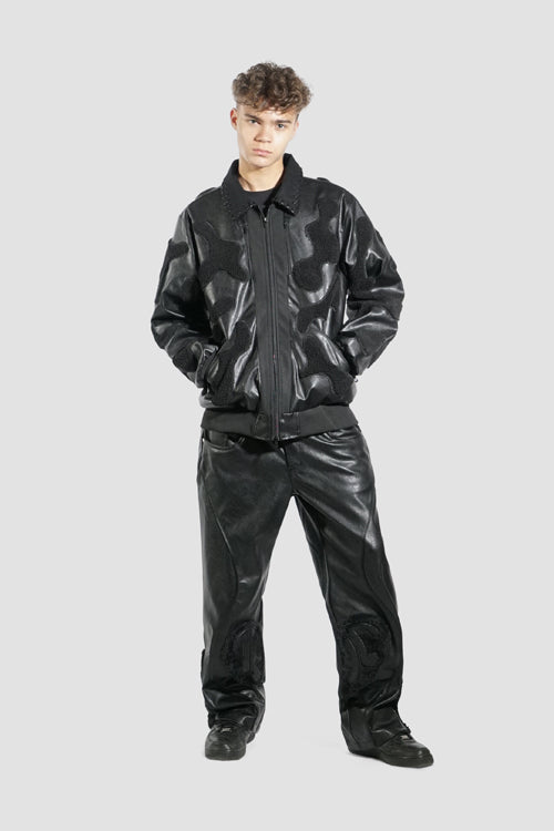 Faux Fur Vegan Leather Camouflage Jacket