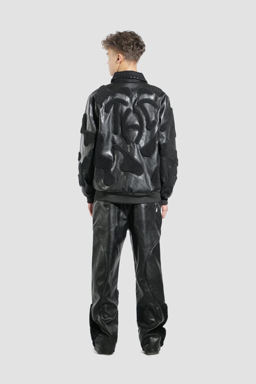 Faux Fur Vegan Leather Camouflage Jacket