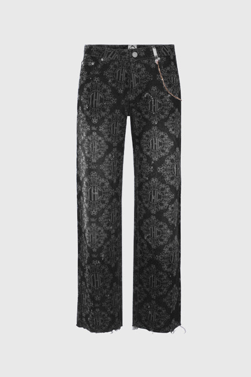 Laser Etched Painter Baggy Denim Jeans