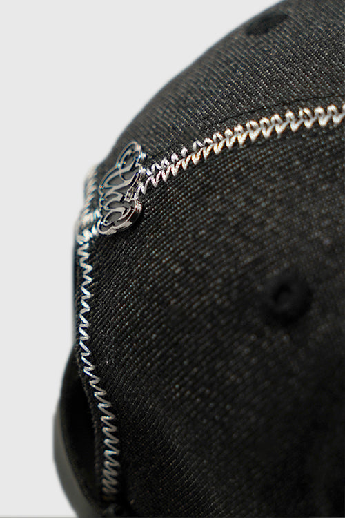 Waxed Faux Leather Brim Denim Dad Cap