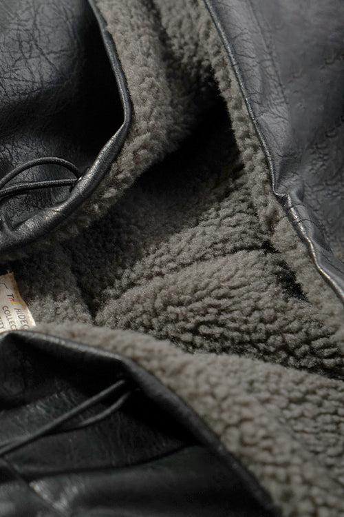 Waxed Faux Leather Sleeveless Hoodie