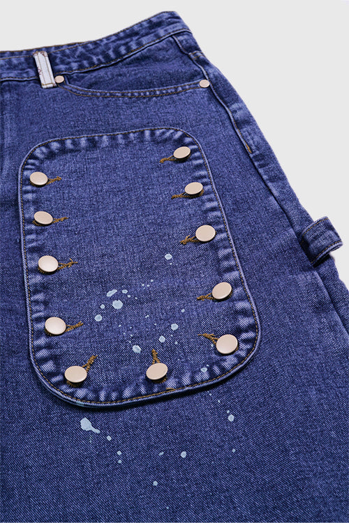 Tapestry Pattern Flared Denim Jeans