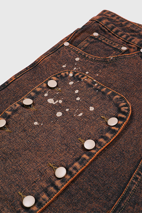 Tapestry Pattern Flared Denim Jeans