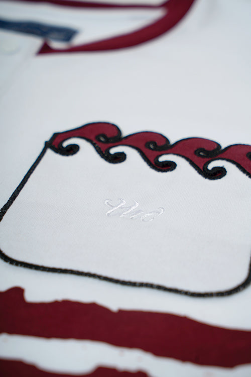 Striped Waves Henley Pocket Tee