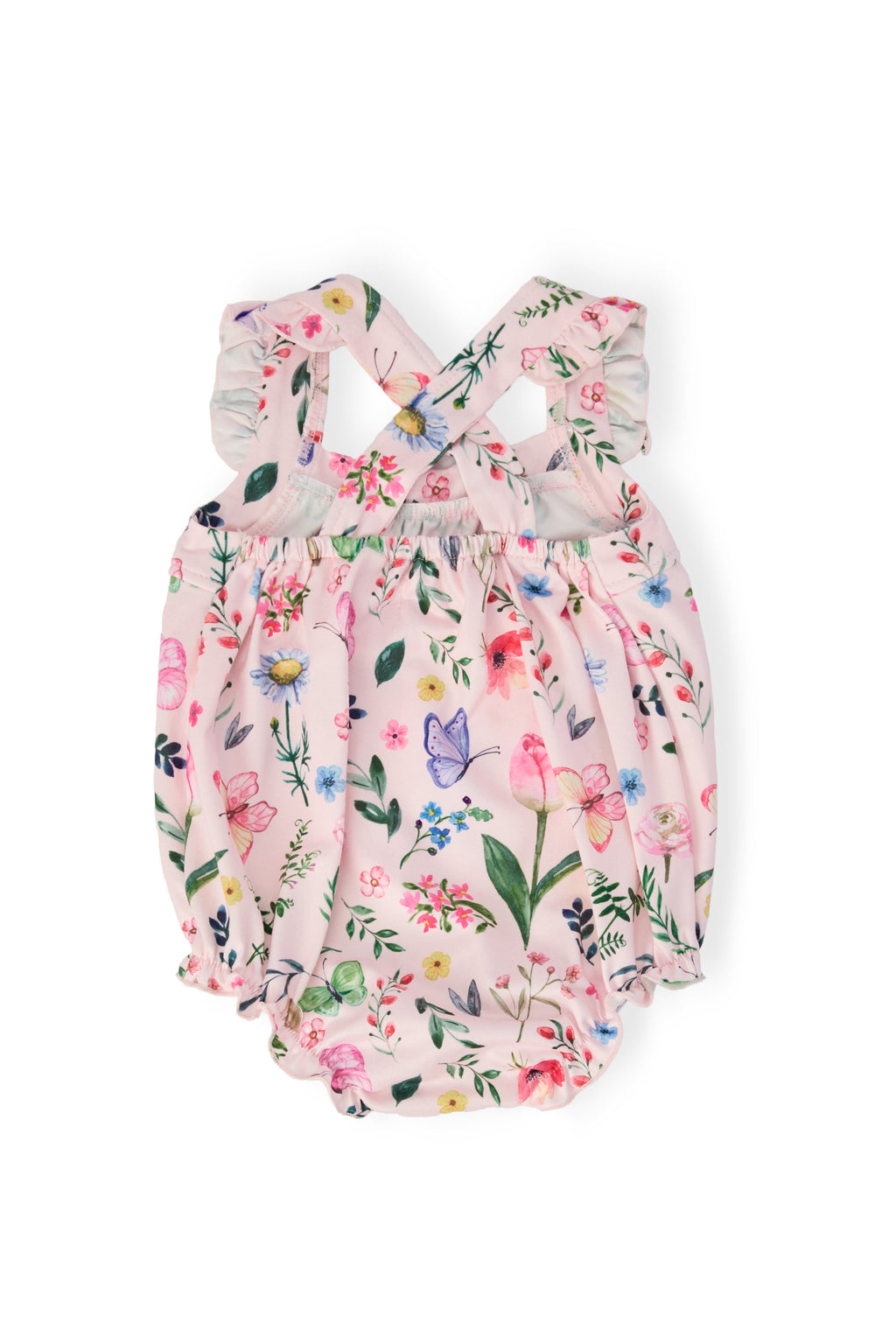 Butterfly Meadows Ruffle Cross Back Romper