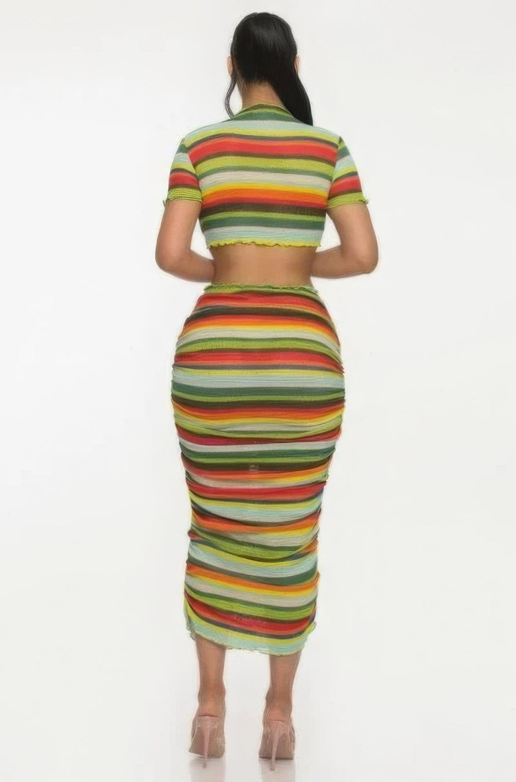 “Stripe Me Down” Green Multi Skirt Set