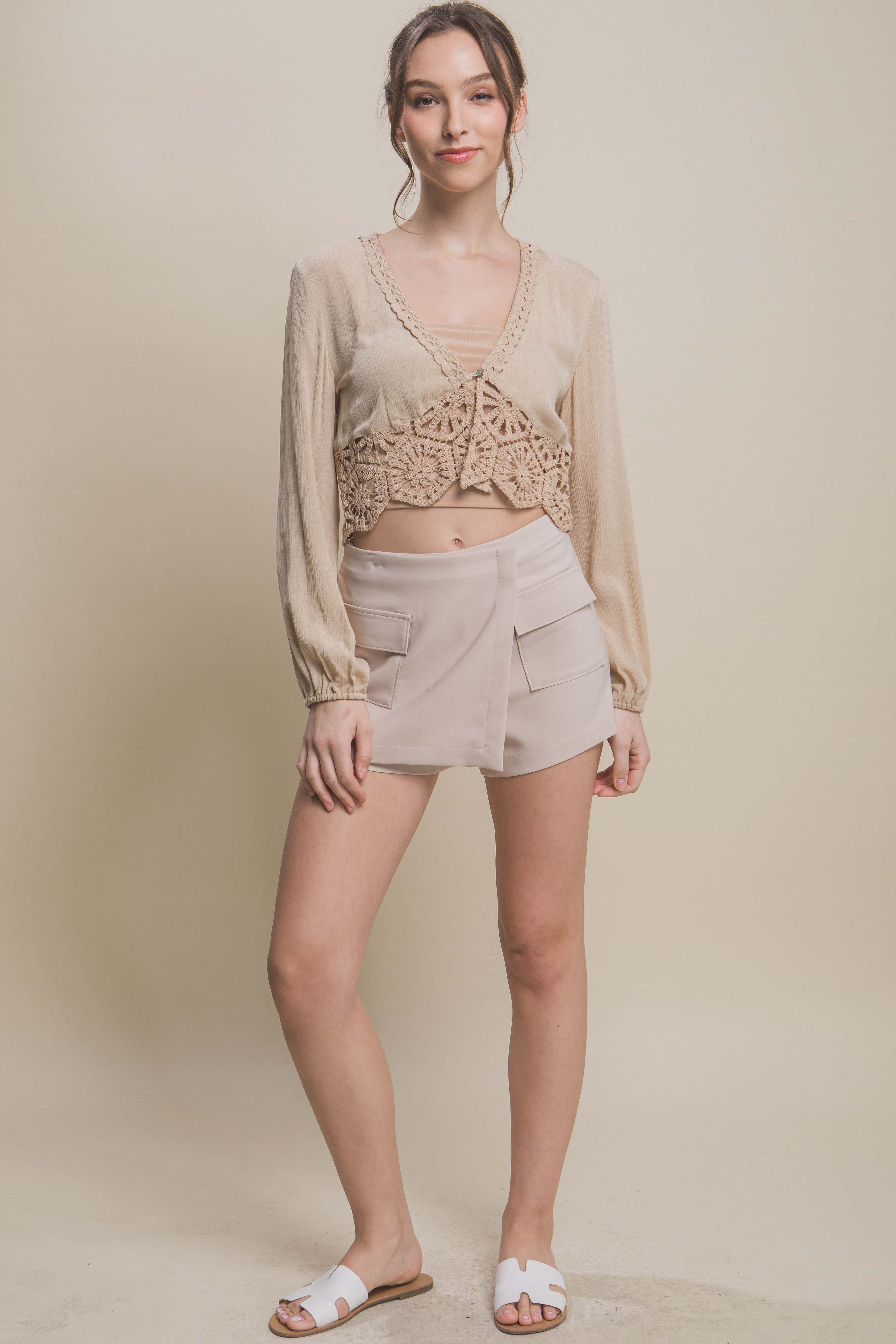 “Bratty Behavior” Beige Vertigo Skorts