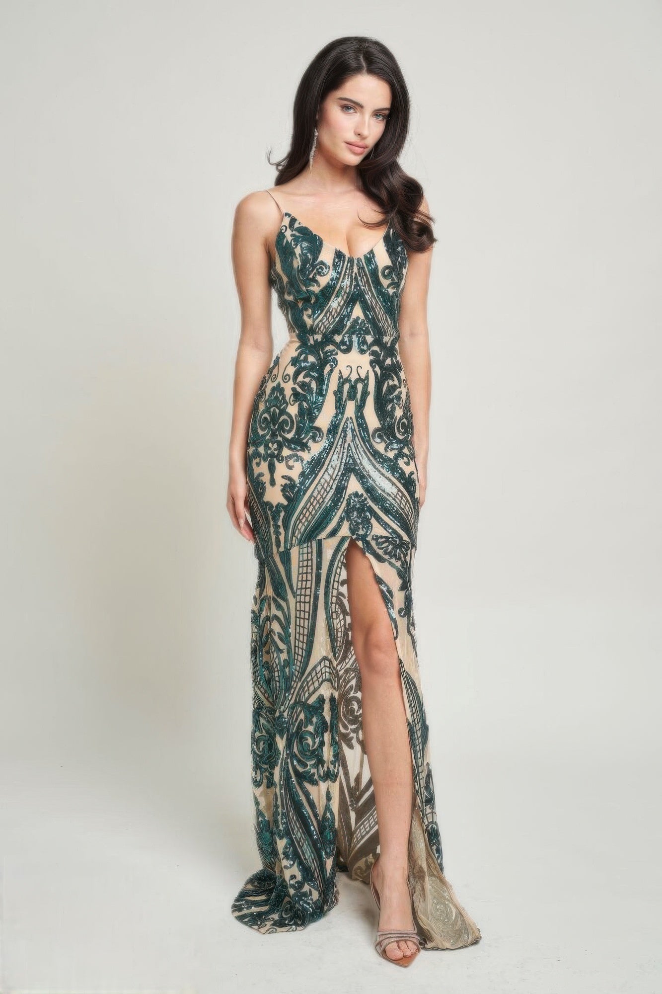 Art Deco Sequins Maxi Dress