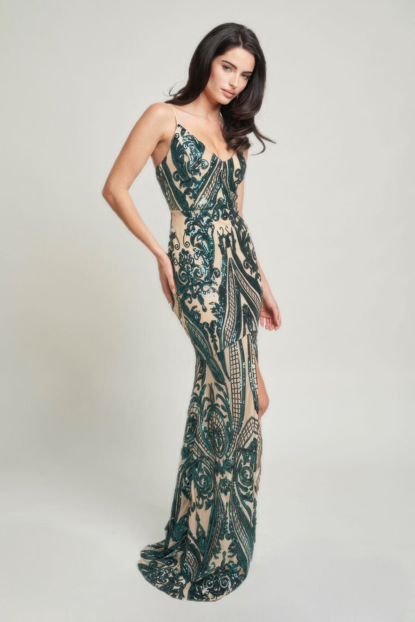 Art Deco Sequins Maxi Dress