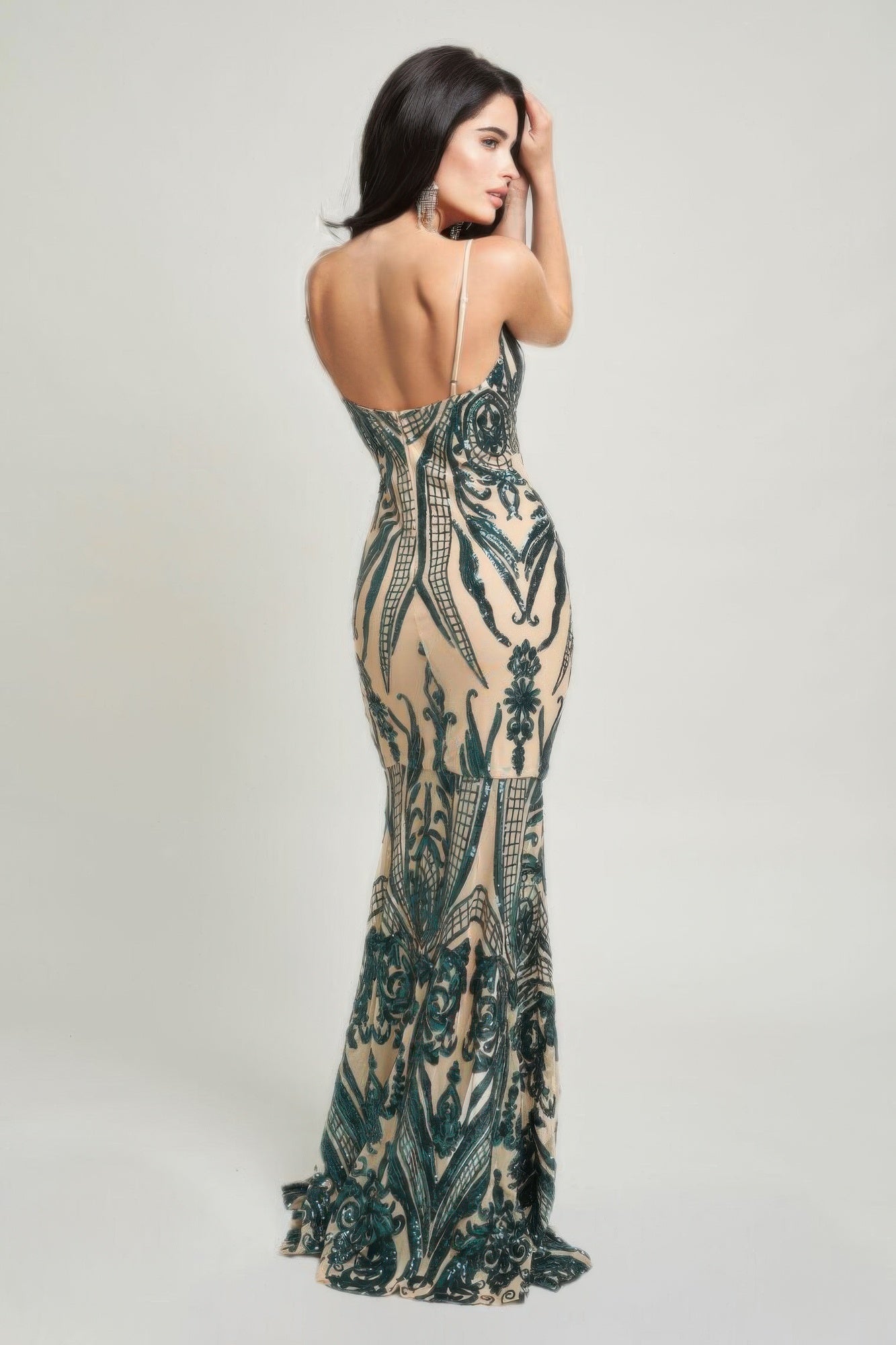 Art Deco Sequins Maxi Dress