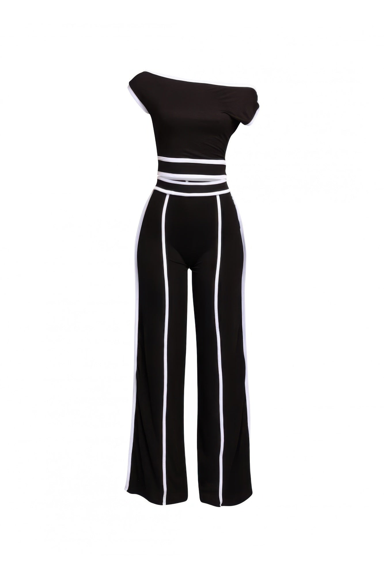 Color Contrast Detailed Off Shoulder Set