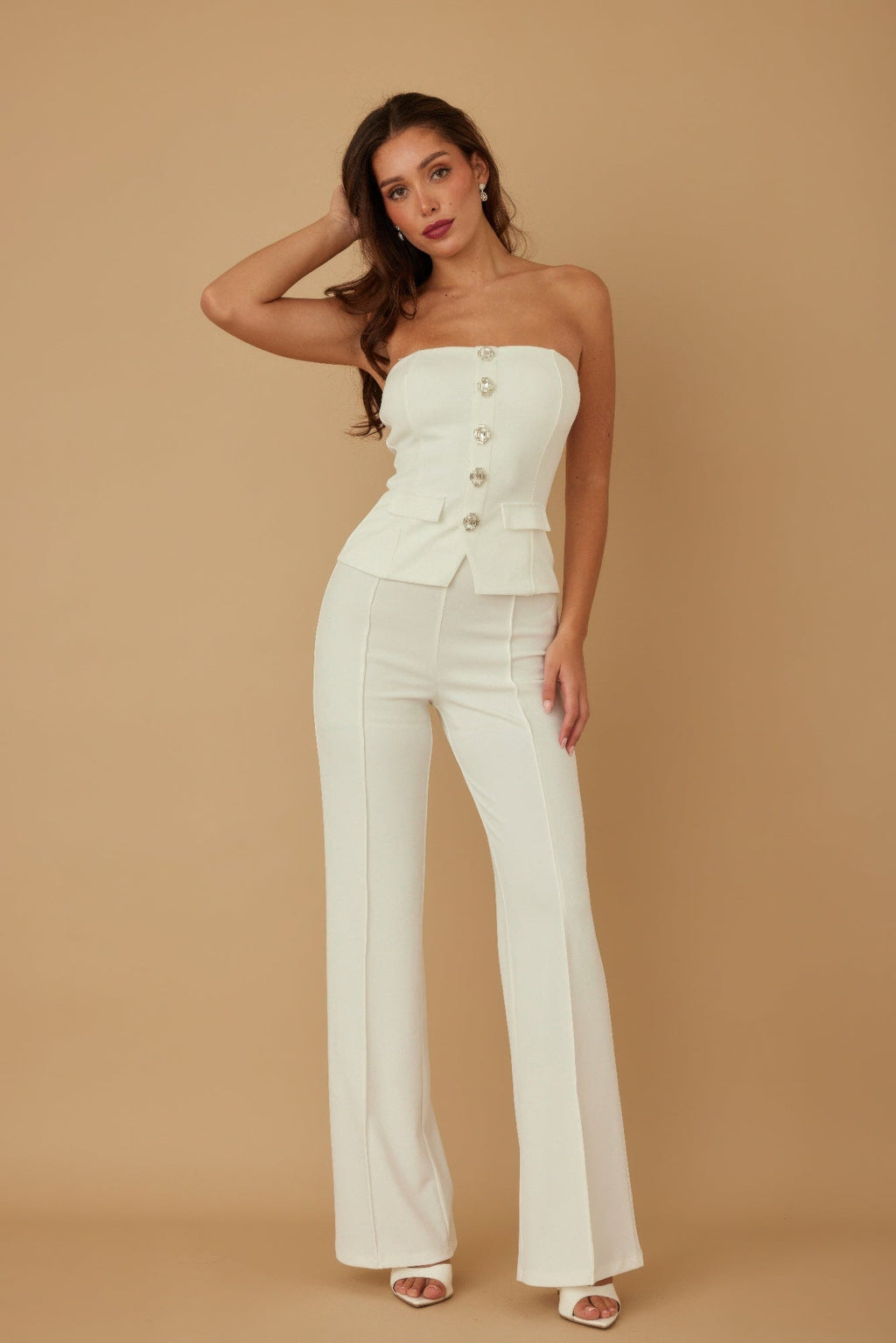 Classy Two Piece Sets With Oval Crystal Stone